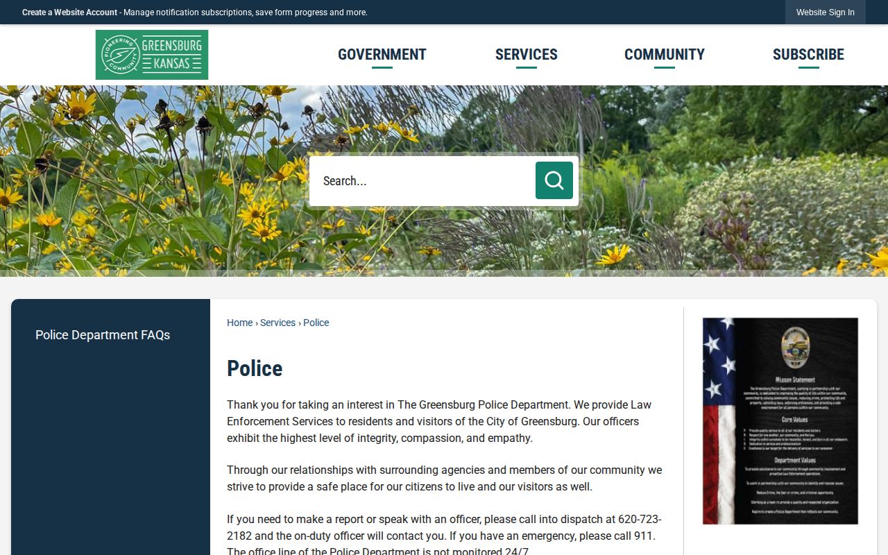 Greensburg Police Department arrest record contact page